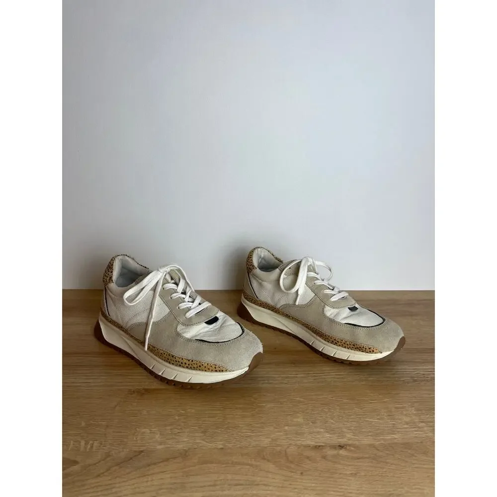 Madewell Kickoff Trainer Sneakers in Leather and Spot Dot Calf Hair Size 9.5 - Picture 2 of 11